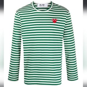 Comme Des Garcons PLAY | Striped Long-sleeve T-shirt Green/White